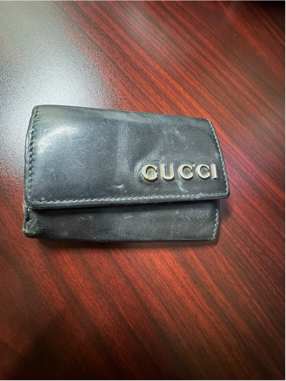 Vintage Gucci Black Leather 6-Ring Key Holder Case Made in Italy